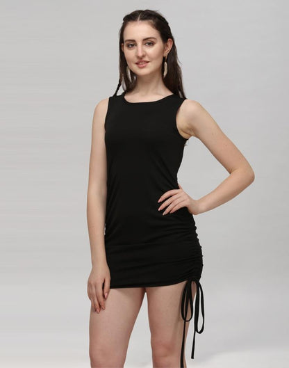 Black Coloured Knitted Lycra Dress | Leemboodi