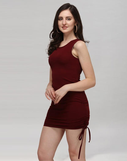 Maroon Coloured Knitted Lycra Dress | Sudathi