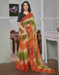 Ready To Wear Orange Georgette Printed Saree