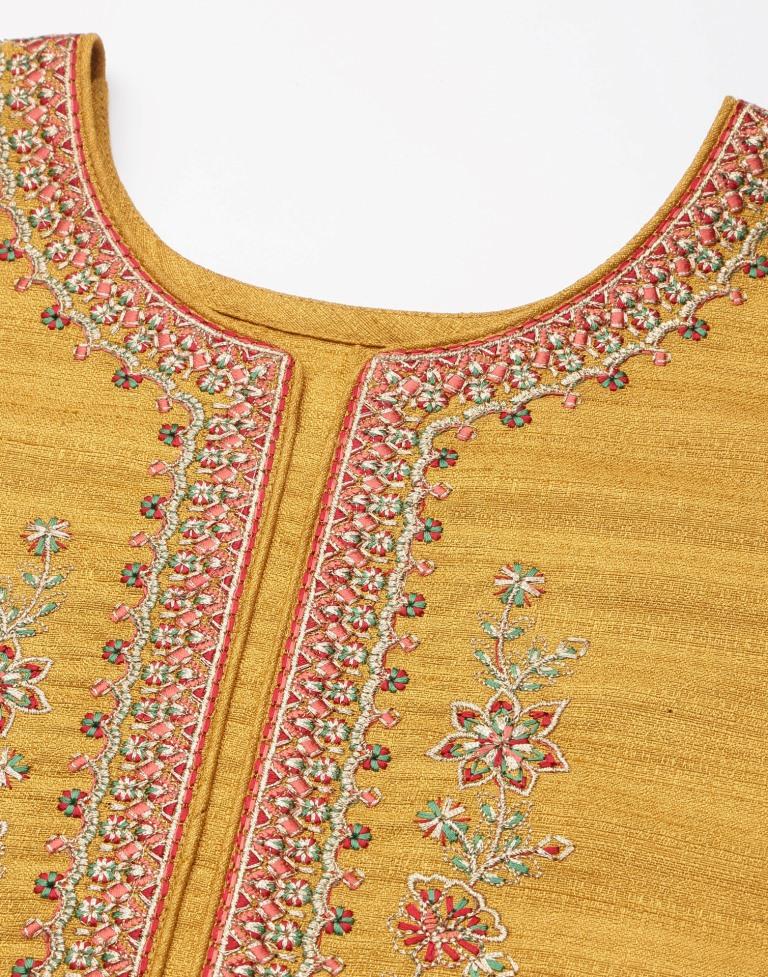 Mustard Kurti With Pant And Dupatta | Leemboodi