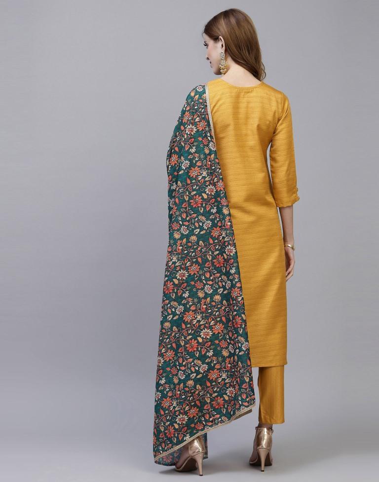 Mustard Kurti With Pant And Dupatta | Leemboodi