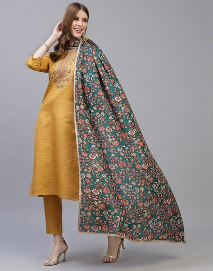Mustard Kurti With Pant And Dupatta | Leemboodi