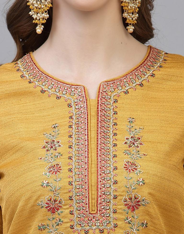 Mustard Kurti With Pant And Dupatta | Leemboodi
