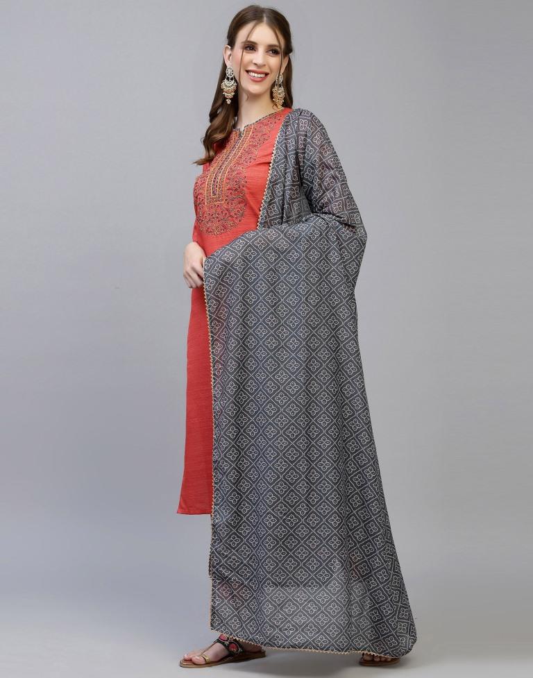 Coral Kurti With Pant And Dupatta | Leemboodi