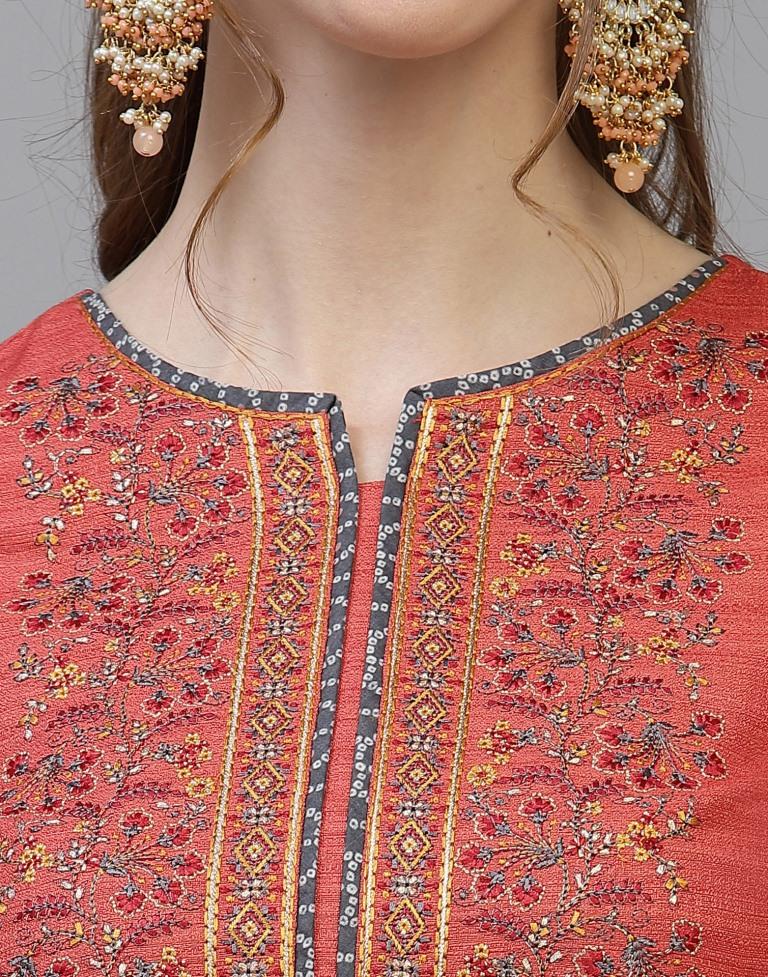 Coral Kurti With Pant And Dupatta | Leemboodi