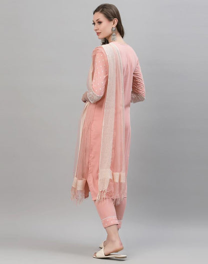 Peach Kurti With Pant And Dupatta | Leemboodi