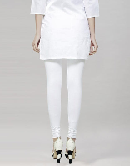 Luscious White Coloured Plain Cotton Leggings | Sudathi