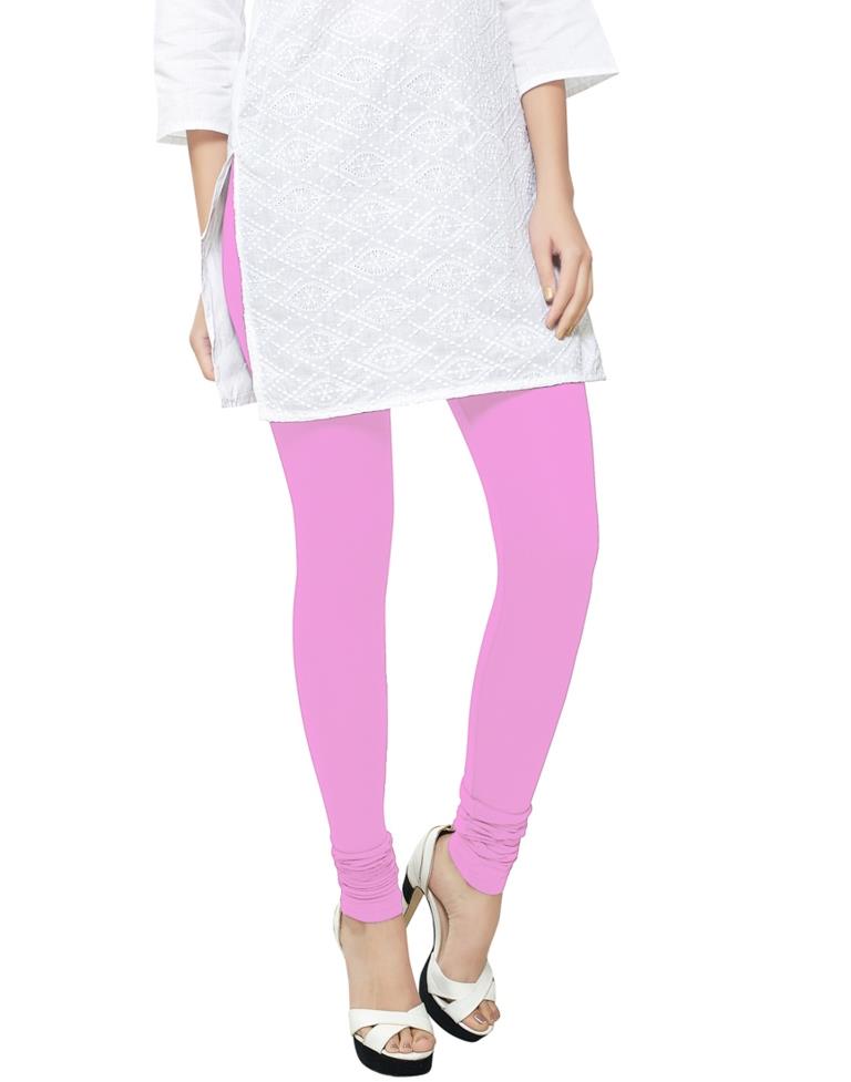 Fabulous Rose Pink Coloured Plain Cotton Leggings | Sudathi