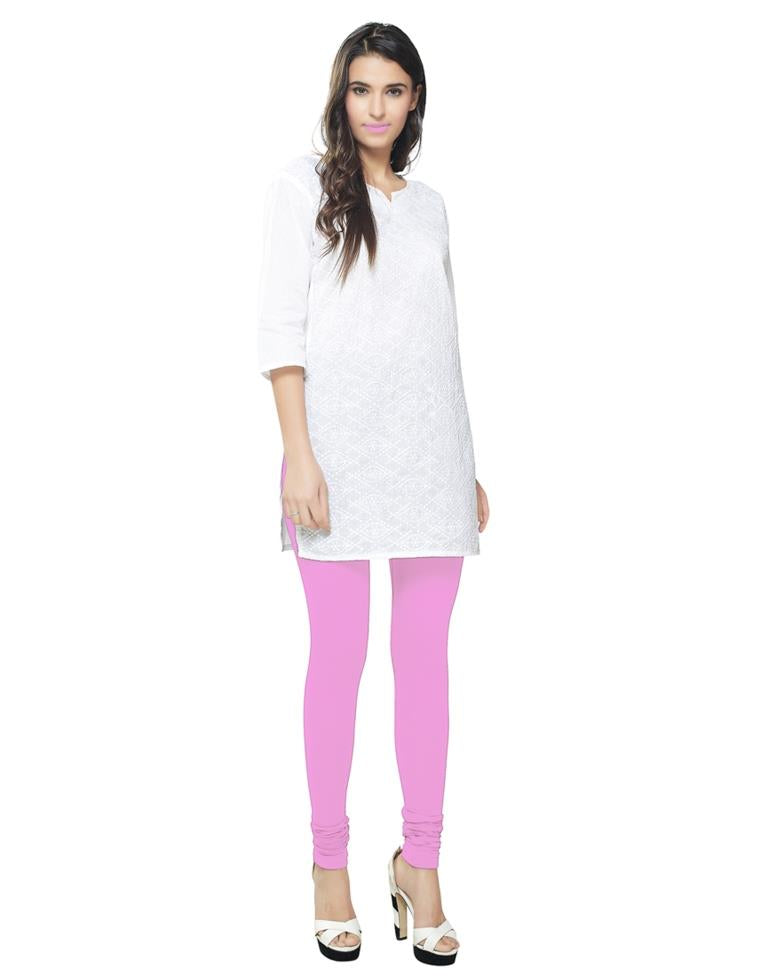 Fabulous Rose Pink Coloured Plain Cotton Leggings | Sudathi