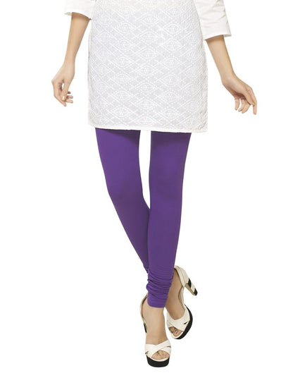 Glitzy Purple Coloured Plain Cotton Leggings | Sudathi