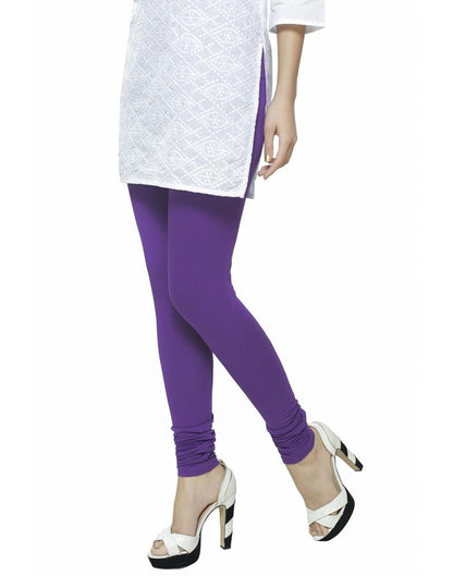 Glitzy Purple Coloured Plain Cotton Leggings | Sudathi