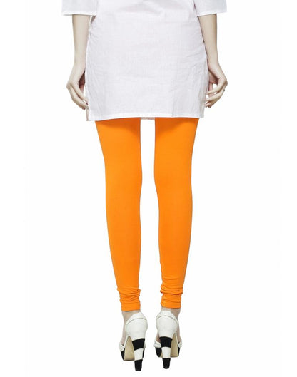 Angellic Bright Orange Coloured Plain Cotton Leggings | Sudathi