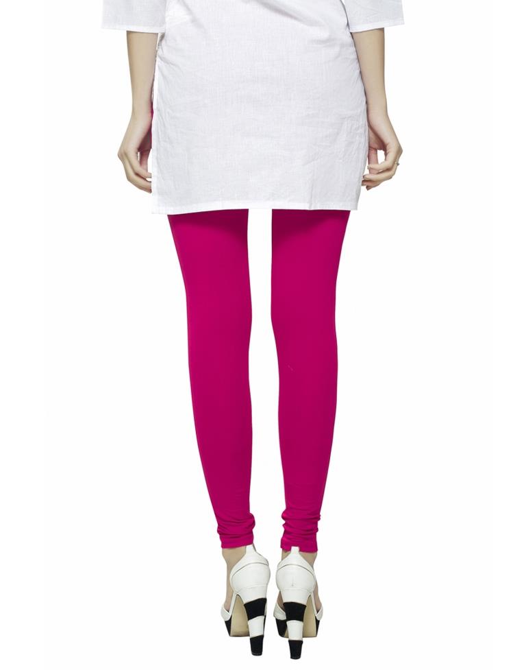 Distinctive Pink Coloured Plain Cotton Leggings | Sudathi