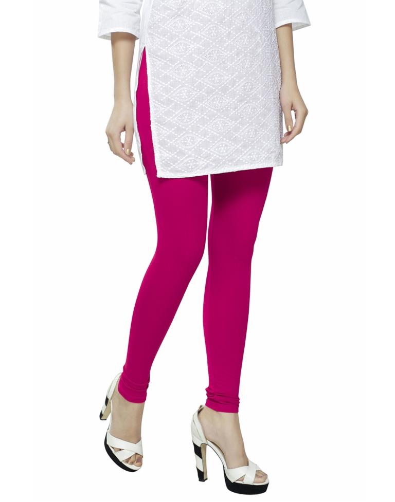 Distinctive Pink Coloured Plain Cotton Leggings | Sudathi