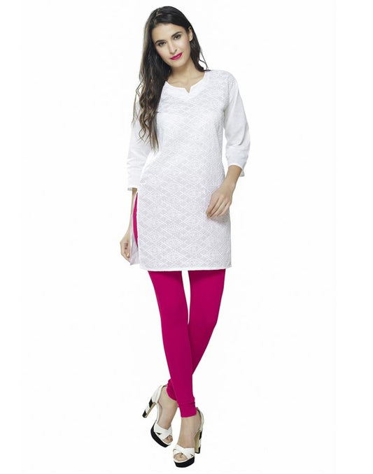 Distinctive Pink Coloured Plain Cotton Leggings | Sudathi