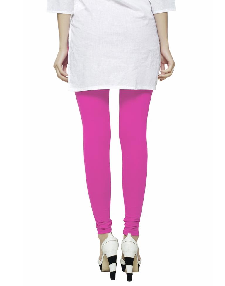 Astounding Pink Coloured Plain Cotton Leggings | Sudathi