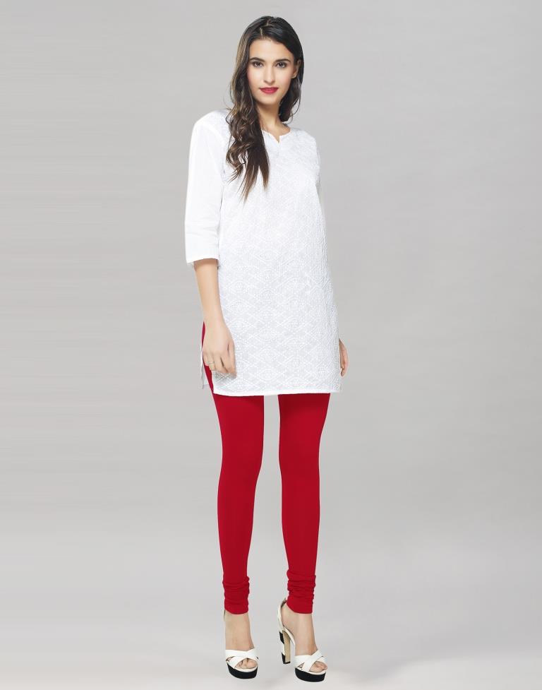 Classy Coral Pink Coloured Plain Cotton Leggings | Sudathi