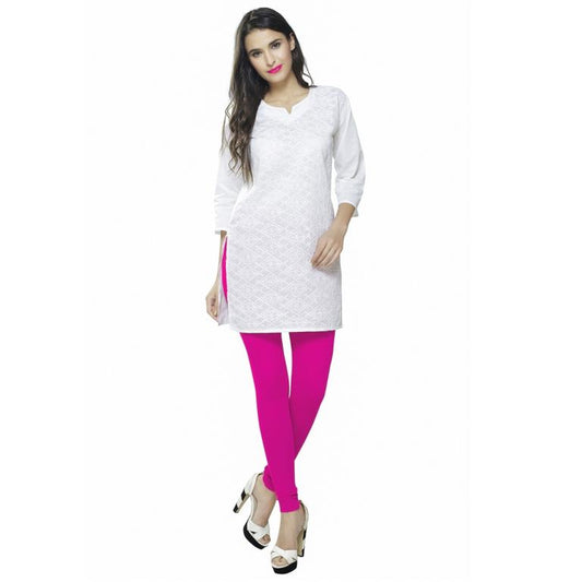 Fantastic Pink Coloured Plain Cotton Leggings | Sudathi