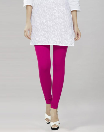 Dazzling Rani Pink Coloured Plain Cotton Leggings | Sudathi