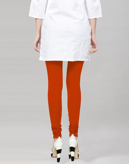 Charming Reddish Orange Coloured Plain Cotton Leggings | Sudathi