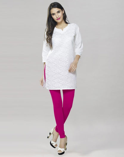 Dazzling Rani Pink Coloured Plain Cotton Leggings | Sudathi