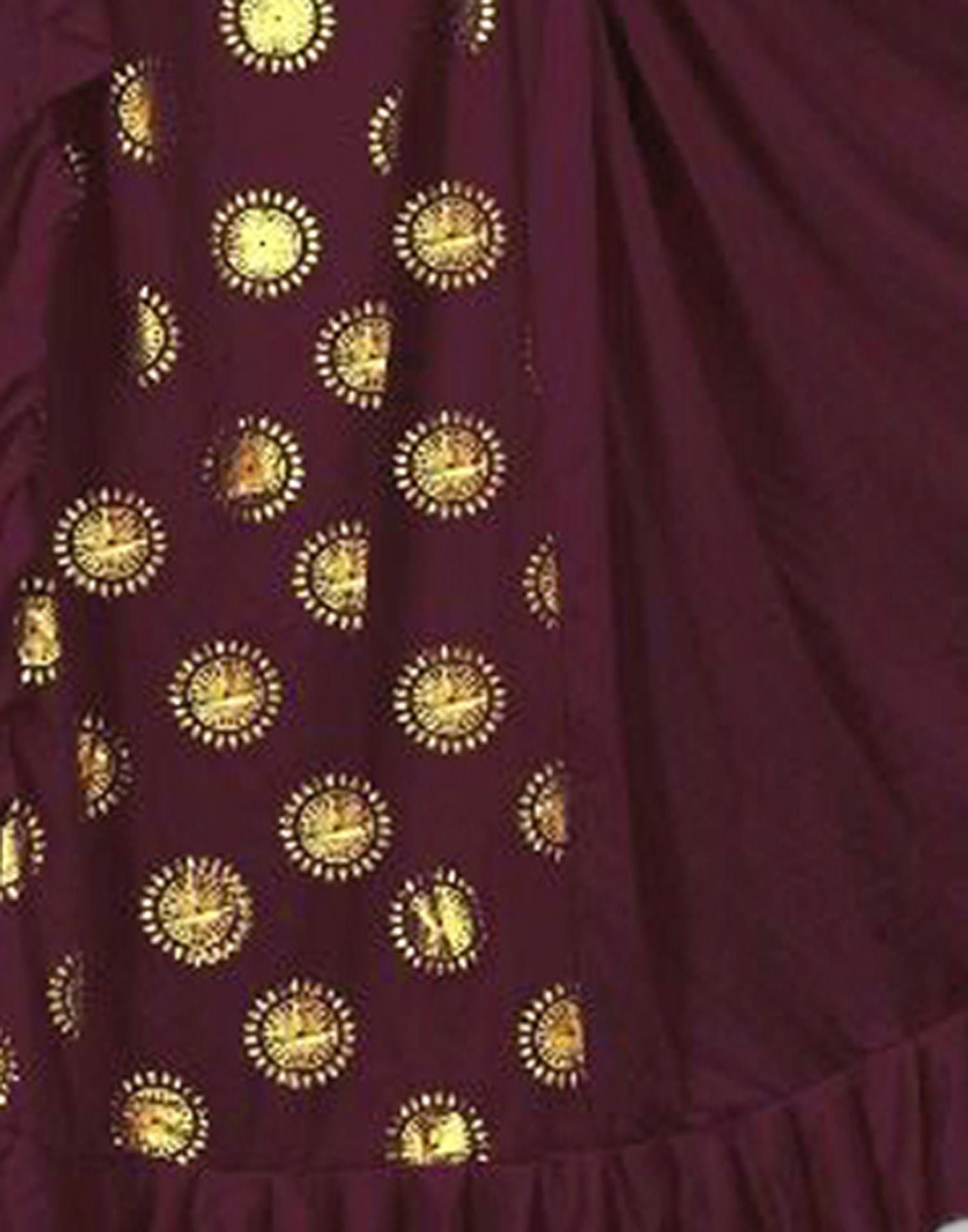 Dark Wine Printed Pre-draped Saree | Leemboodi