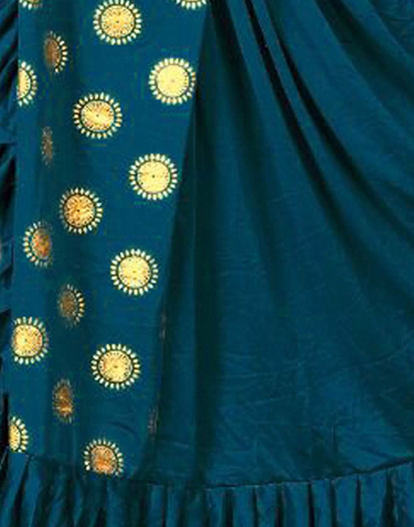 Teal Printed Pre-draped Saree | Leemboodi