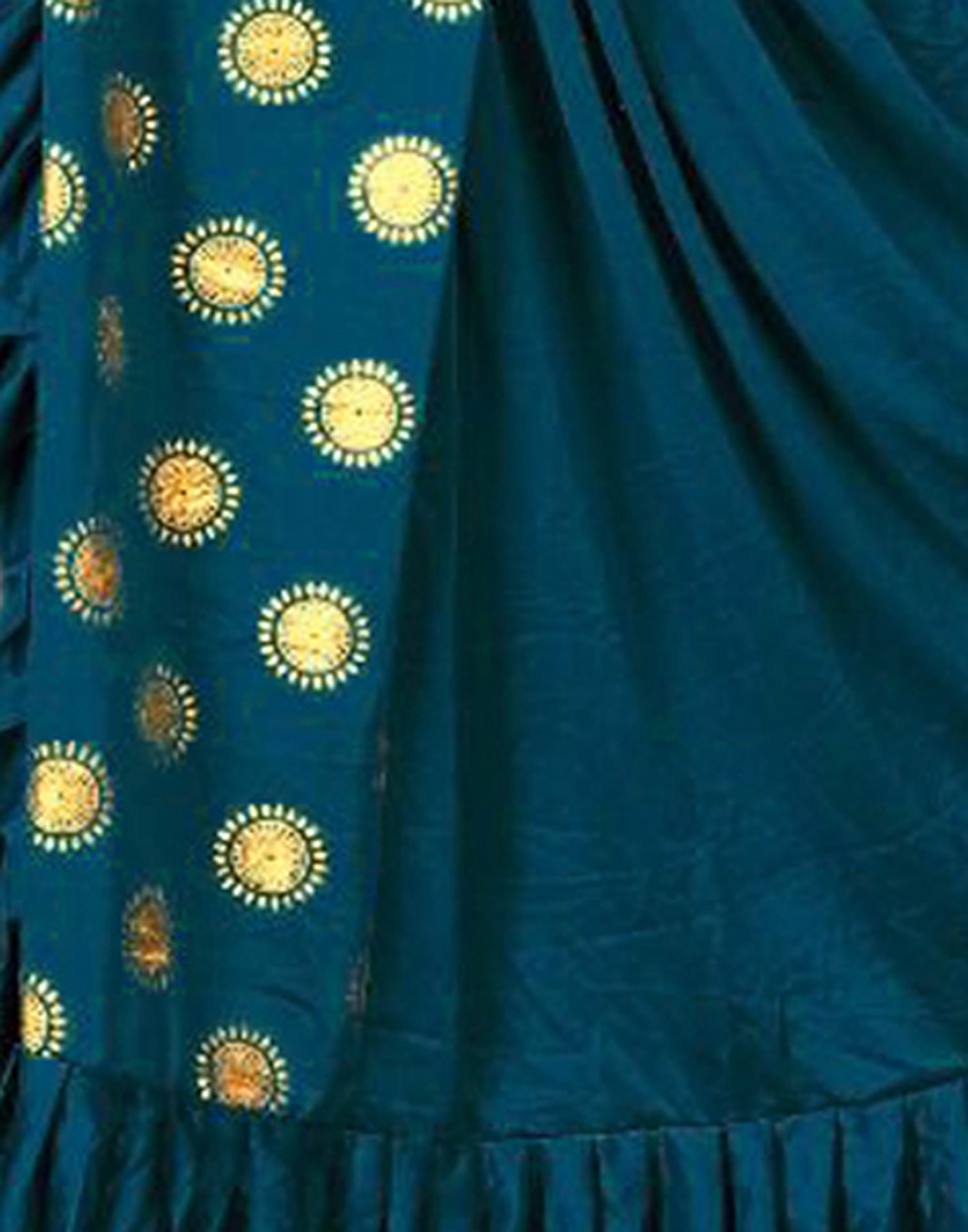 Teal Printed Pre-draped Saree | Leemboodi