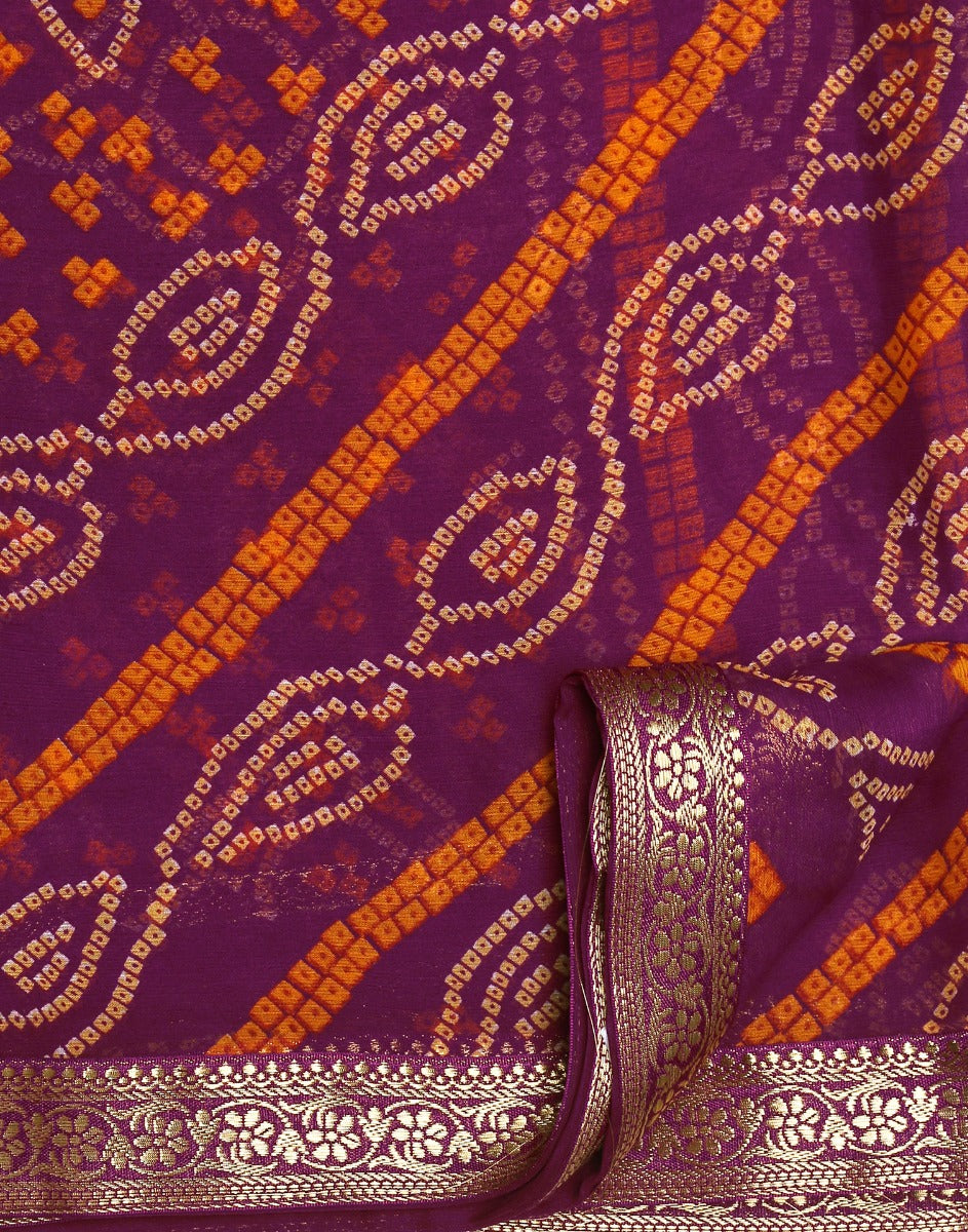 Wine Bandhani Saree | Sudathi