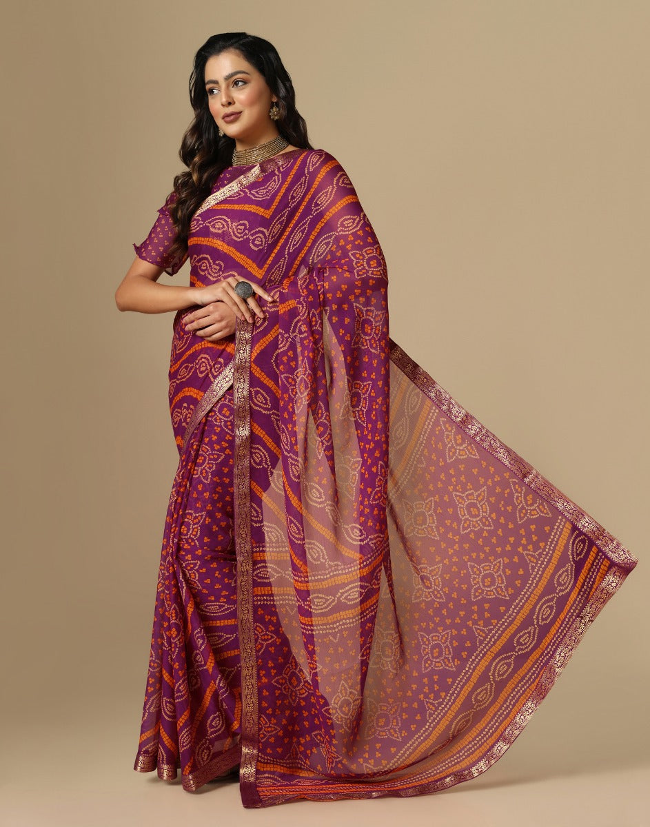 Wine Bandhani Saree | Sudathi