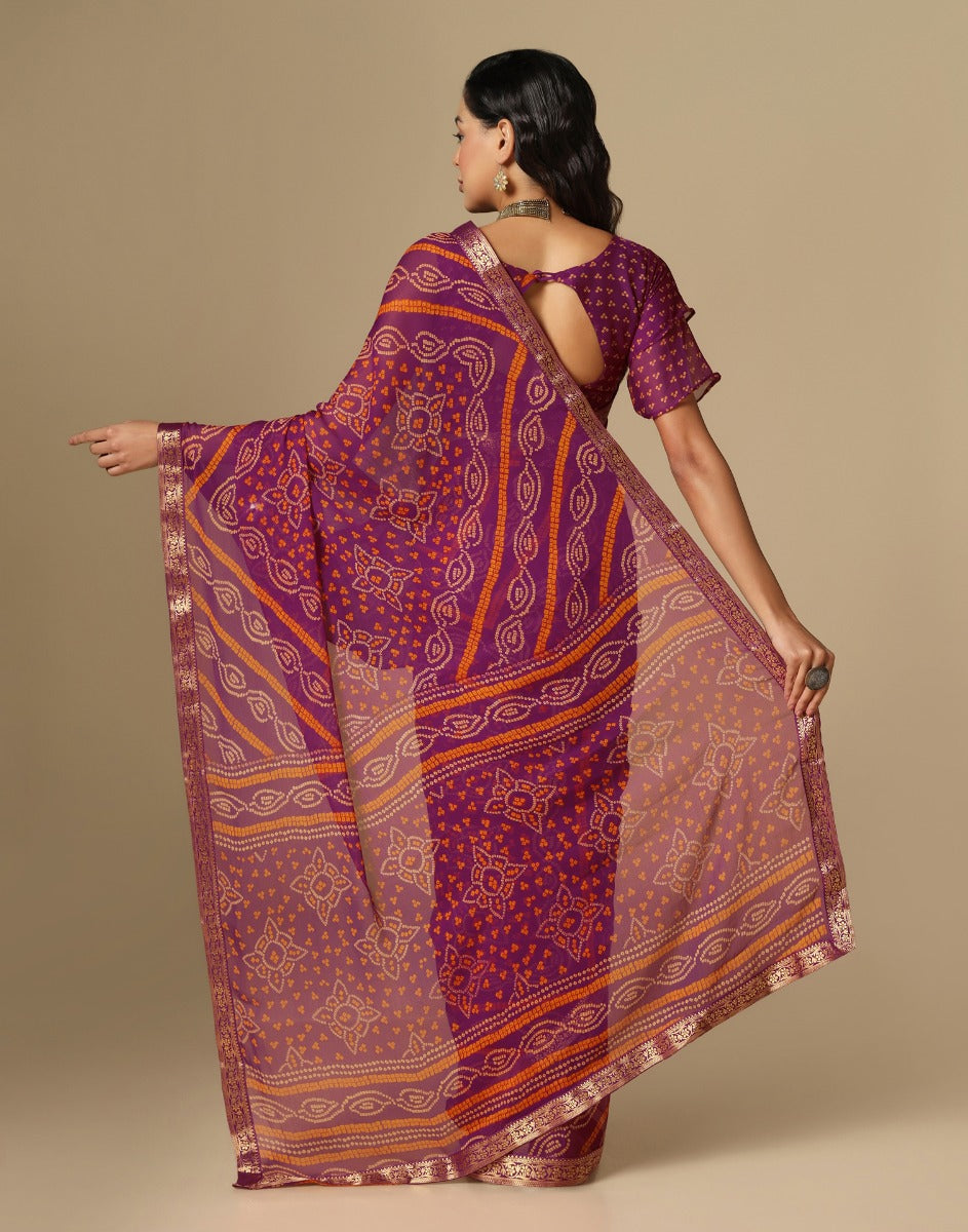 Wine Bandhani Saree | Sudathi