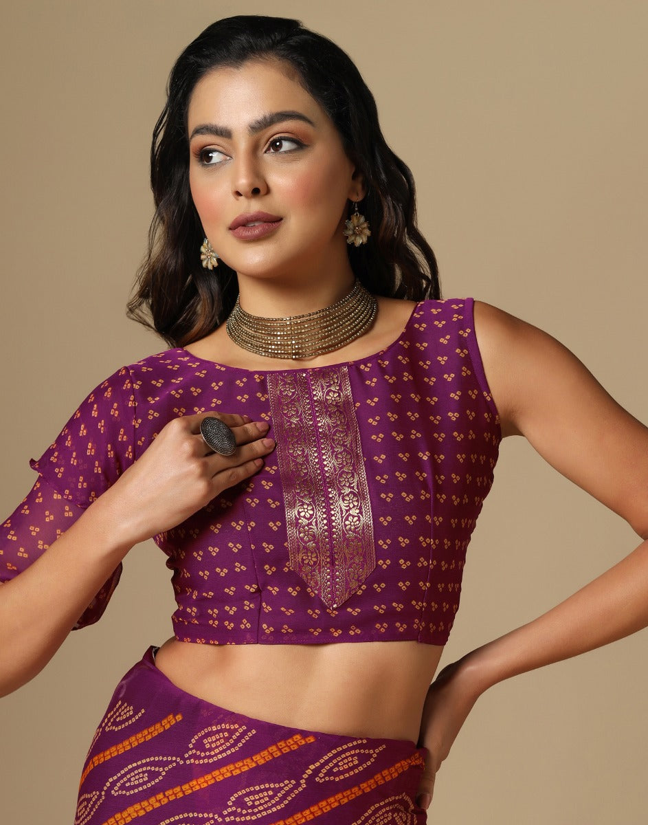 Wine Bandhani Saree | Sudathi