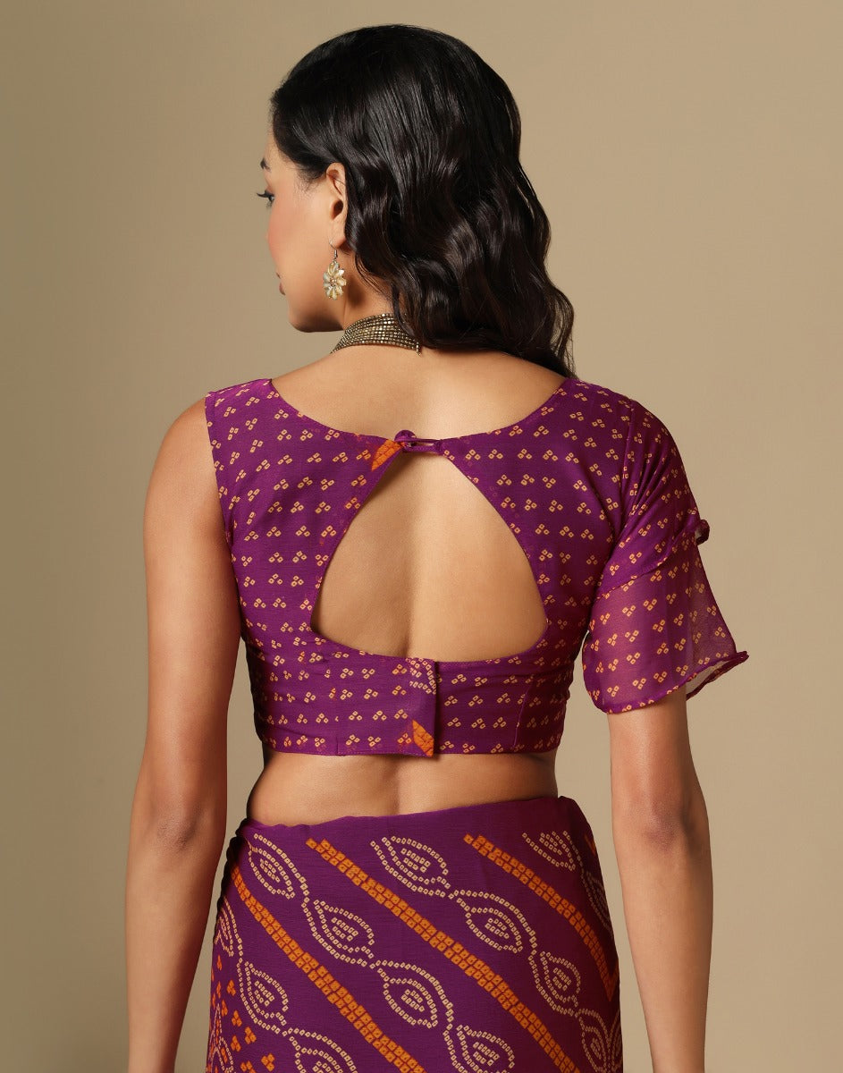 Wine Bandhani Saree | Sudathi