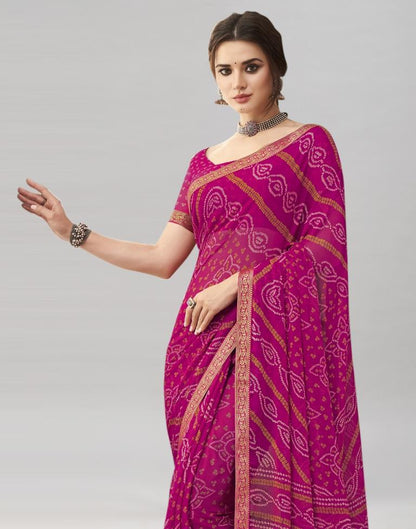 Rani Pink Chiffon Bandhani Saree | Sudathi