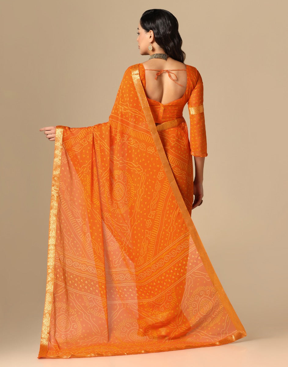 Orange Bandhani Saree | Sudathi