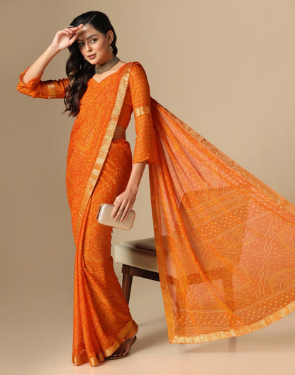 Orange Bandhani Saree | Sudathi