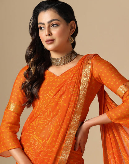 Orange Bandhani Saree | Sudathi