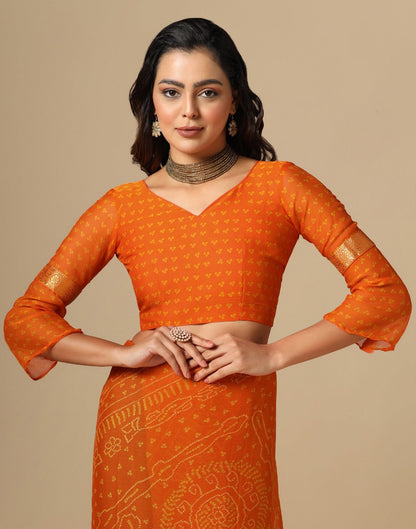 Orange Bandhani Saree | Sudathi