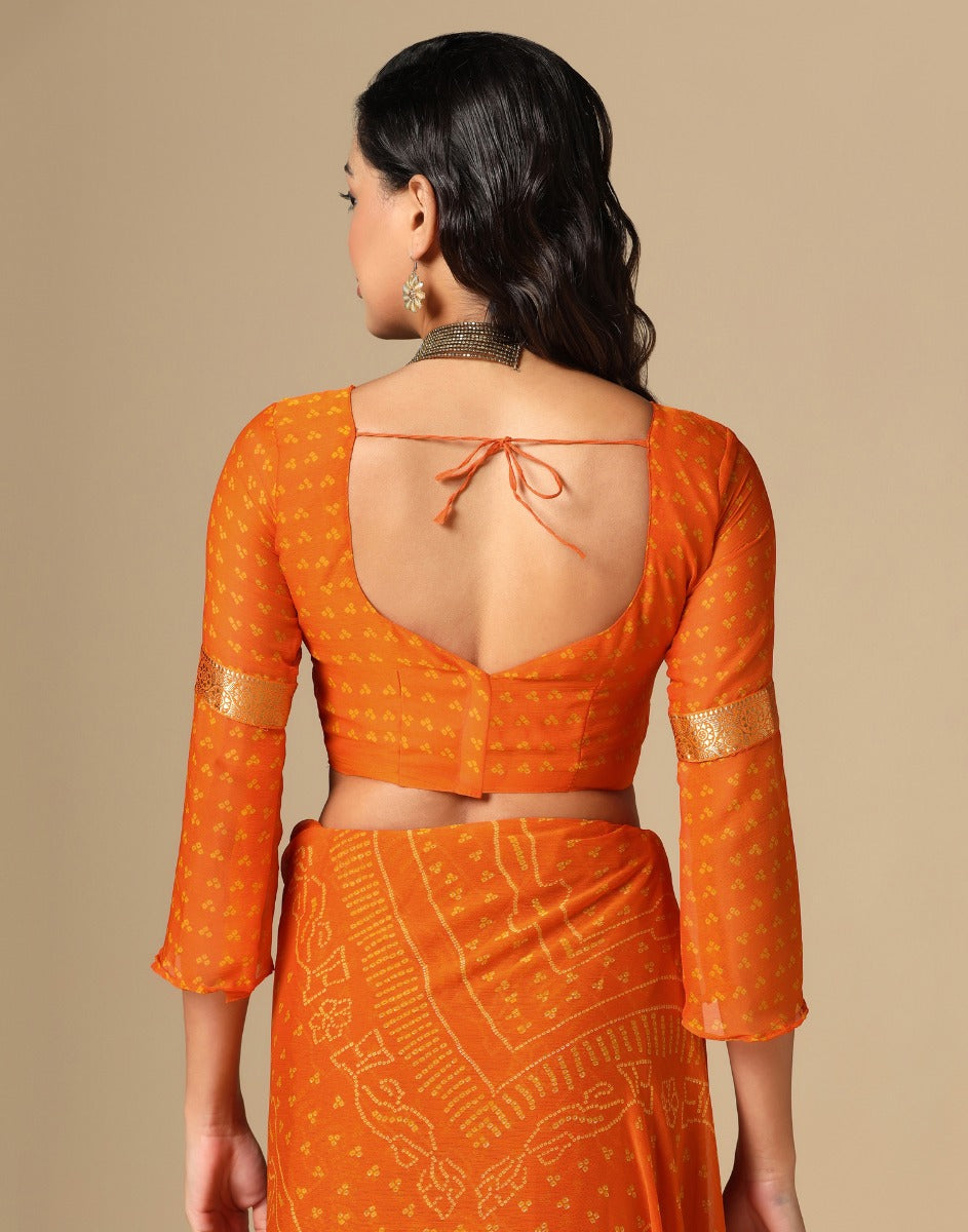 Orange Bandhani Saree | Sudathi