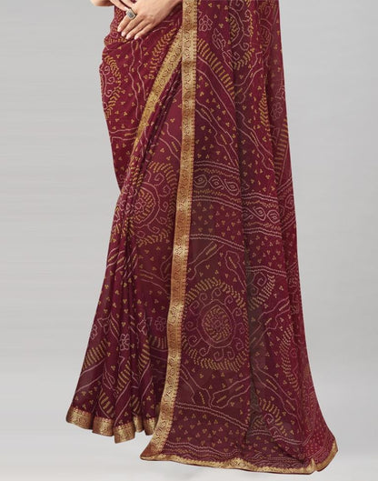 Maroon Chiffon Bandhani Saree | Sudathi