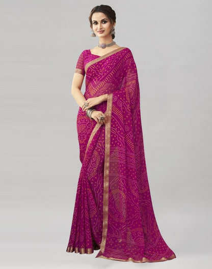 Rani Pink Chiffon Bandhani Saree | Sudathi