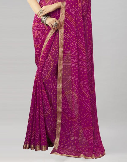 Rani Pink Chiffon Bandhani Saree | Sudathi