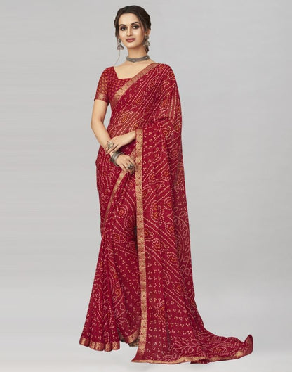 Maroon Chiffon Bandhani Saree | Sudathi