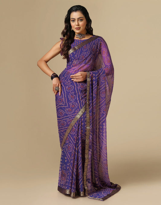 Violet Bandhani Saree | Sudathi