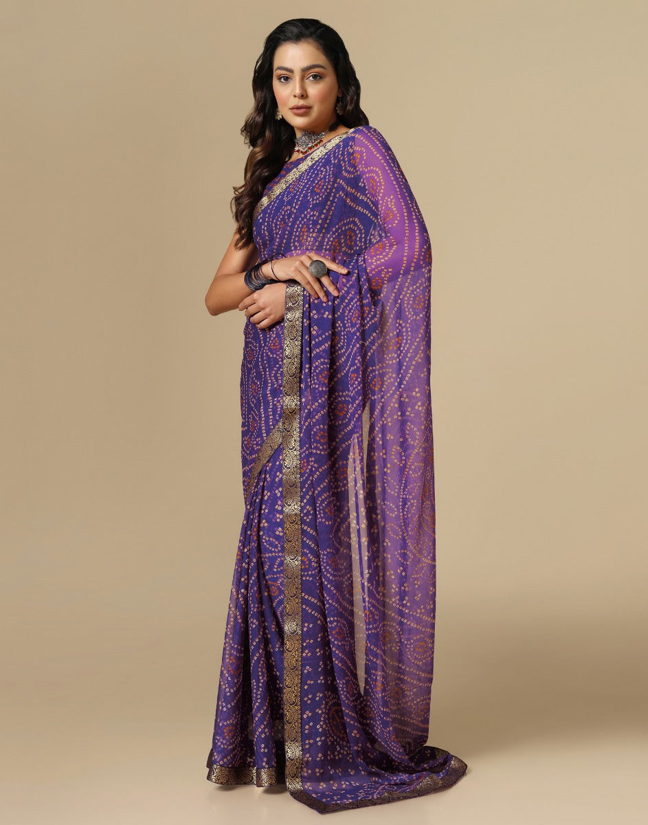 Violet Bandhani Saree | Sudathi
