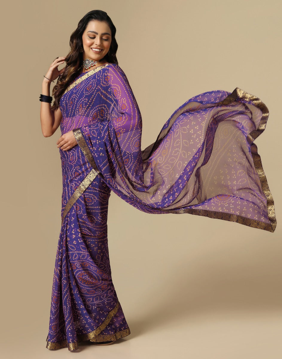 Violet Bandhani Saree | Sudathi