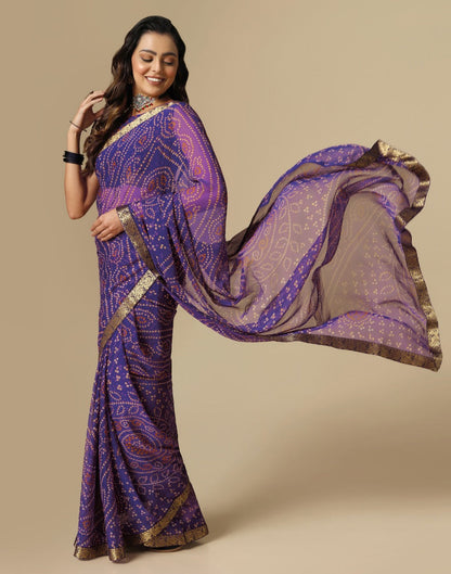 Violet Bandhani Saree | Sudathi