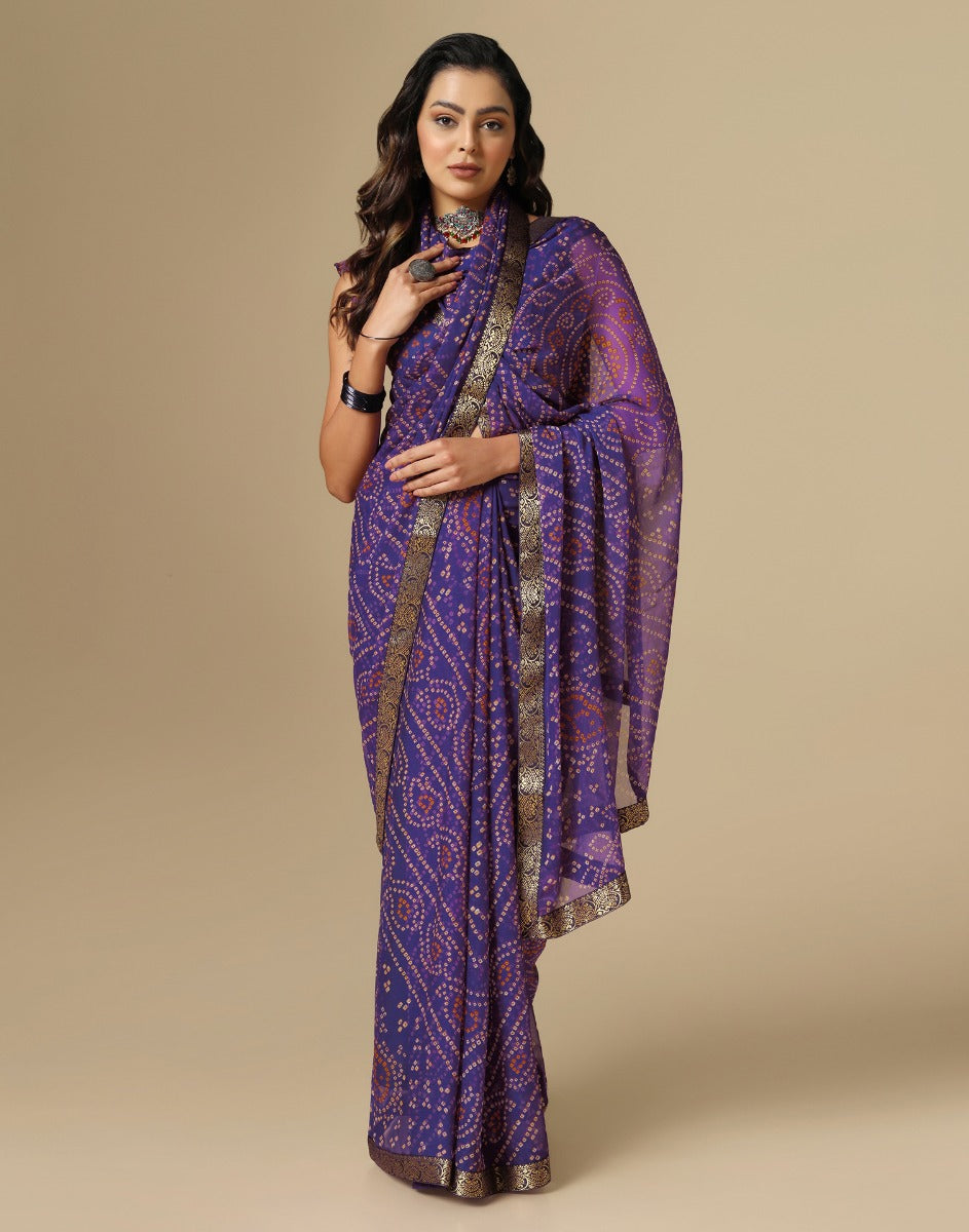 Violet Bandhani Saree | Sudathi