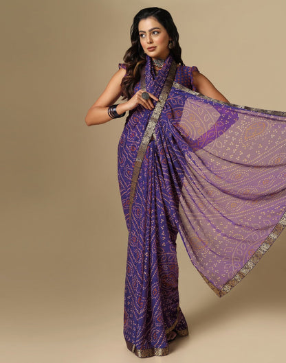 Violet Bandhani Saree | Sudathi