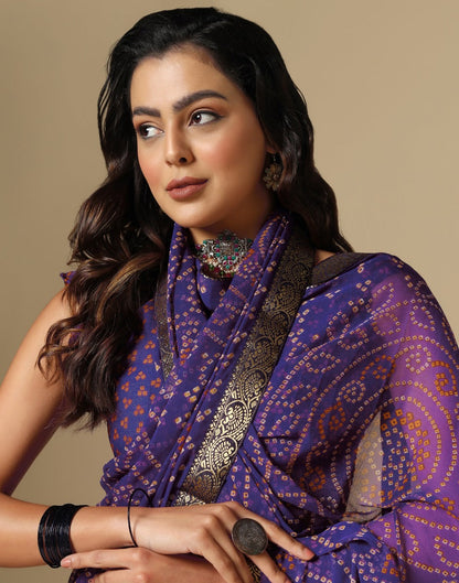 Violet Bandhani Saree | Sudathi